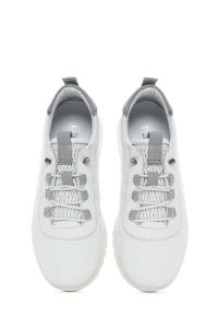 کتونی زنونه چرم سفید بنددار دری مد