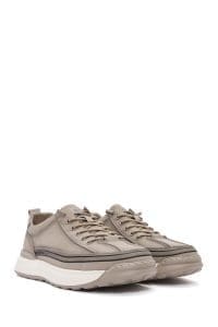 کتونی مردانه پارچه‌ای بژ بنددار دری مد