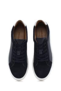 کتونی مردانه چرم سرمه‌ای بنددار دری مد