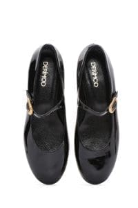 کفش باله ای چرمی مشکی زنانه دری مد