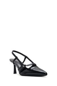 کفش زنانه مشکی پاشنه نازک پشت باز دری مد