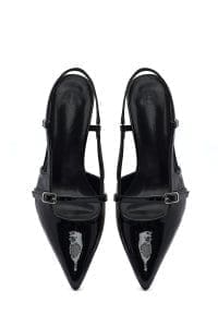 کفش زنانه مشکی پاشنه نازک پشت باز دری مد