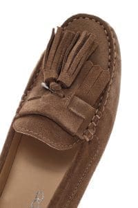 کفش لوفر زنانه چرم جیر قهوه‌ای با پاپیون دری مد