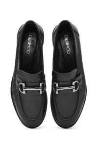 کفش لوفر زنانه چرم مشکی با سگک دری مد