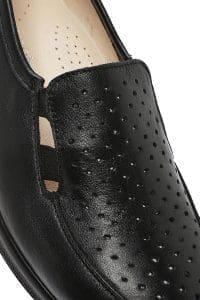 کفش لوفر زنانه چرم مشکی راحتی پاشنه بلند دری مد