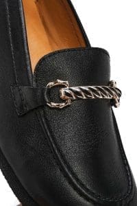 کفش لوفر زنانه چرم مشکی سگک‌دار دری مد