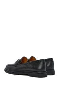 کفش لوفر زنانه چرم مشکی سگک‌دار دری مد