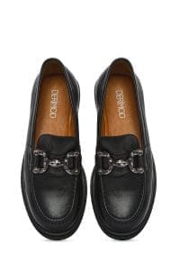 کفش لوفر زنانه چرم مشکی سگک‌دار دری مد