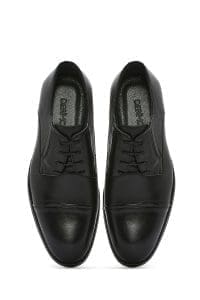 کفش مردانه مشکی بنددار چرم کلاسیک کفش دری مد