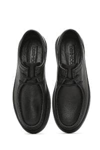 کفش مردانه چرم مشکی بندی کژوال دری مد