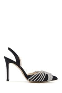 کفش پاشنه نازک پشت باز نگین دار مشکی زنانه دری مد