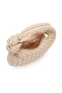 کیف زنانه بژ بافت‌دار مینی دستی دری مد