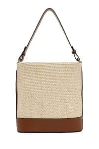 کیف زنانه حصیری دوشی بژ دری مد