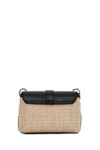 کیف زنانه حصیری دوشی مشکی بند بلند دری مد