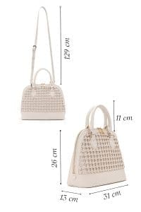 کیف زنانه دستی بژ بند بلند بافت‌دار دری مد