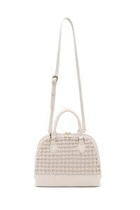 کیف زنانه دستی بژ بند بلند بافت‌دار دری مد