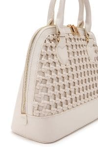 کیف زنانه دستی بژ بند بلند بافت‌دار دری مد