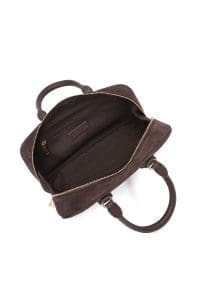 کیف زنانه دستی چرم جیر قهوه‌ای بند بلند دری مد