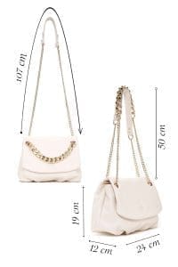 کیف زنانه دوشی کرم بند زنجیری بلند دری مد