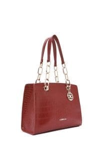 کیف زنانه زرشکی دوشی بلند کلاسیک کروکدیل دری مد