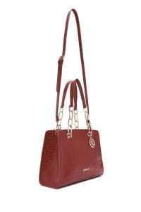 کیف زنانه زرشکی دوشی بلند کلاسیک کروکدیل دری مد