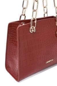 کیف زنانه زرشکی دوشی بلند کلاسیک کروکدیل دری مد