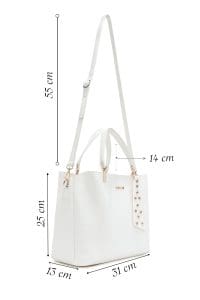 کیف زنانه سفید دوشی بلند دری مد