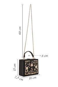 کیف زنانه طرح‌دار مشکی کلاچ دوشی بلند دری مد