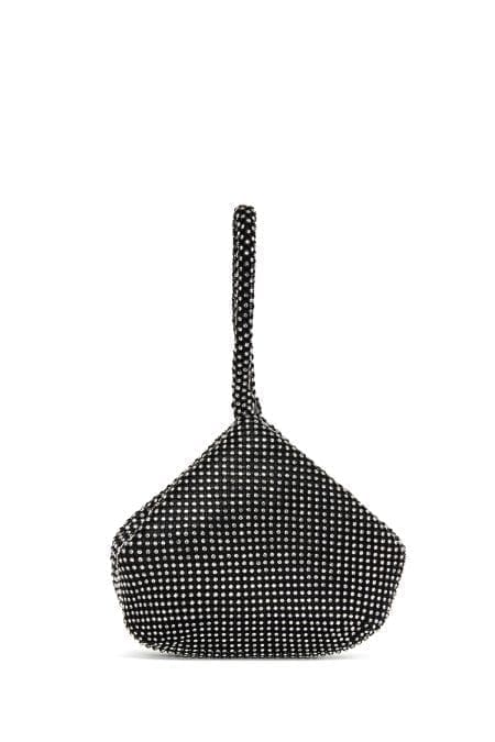 کیف زنانه مجلسی دستی مشکی سنگ‌دوزی شده دری مد