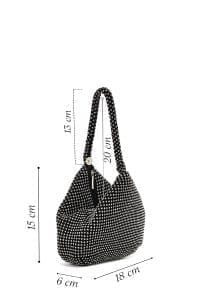 کیف زنانه مجلسی دستی مشکی سنگ‌دوزی شده دری مد