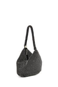 کیف زنانه مجلسی دستی مشکی سنگ‌دوزی شده دری مد