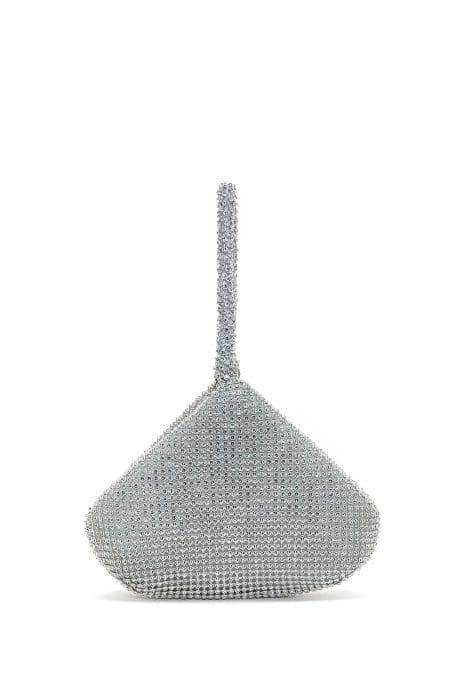 کیف زنانه مجلسی دستی نقره‌ای سنگ‌دوزی شده دری مد