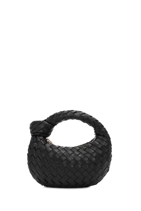 کیف زنانه مشکی بافت‌دار مینی دستی دری مد