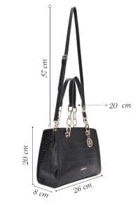 کیف زنانه مشکی دوشی بلند کلاسیک کروکدیل دری مد