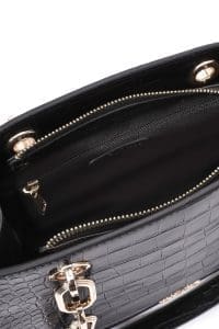 کیف زنانه مشکی دوشی بلند کلاسیک کروکدیل دری مد