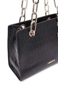 کیف زنانه مشکی دوشی بلند کلاسیک کروکدیل دری مد