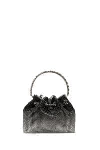 کیف زنانه مشکی مینی مجلسی نگین‌دار زنجیردار دستی دری مد