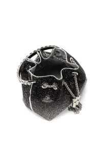 کیف زنانه مشکی مینی مجلسی نگین‌دار زنجیردار دستی دری مد