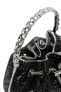 کیف زنانه مشکی مینی مجلسی نگین‌دار زنجیردار دستی دری مد