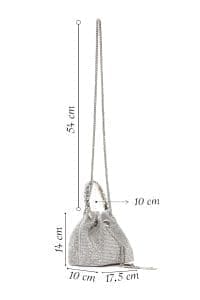 کیف زنانه نقره‌ای مینی مجلسی نگین‌دار زنجیردار دستی دری مد