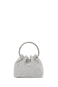 کیف زنانه نقره‌ای مینی مجلسی نگین‌دار زنجیردار دستی دری مد