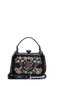 کیف زنانه نگین‌دار مشکی دوشی بلند دری مد