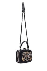 کیف زنانه نگین‌دار مشکی دوشی بلند دری مد