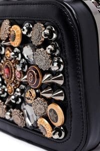 کیف زنانه نگین‌دار مشکی دوشی بلند دری مد