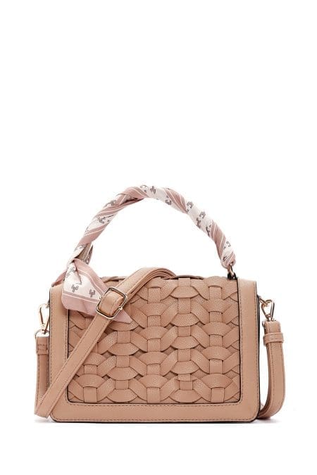 کیف زنانه کراس بادی قهوه‌ای روشن دوشی بلند مینی دری مد