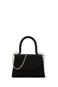 کیف زنانه کراس بادی مشکی مجلسی زنجیردار نگین‌دار دری مد