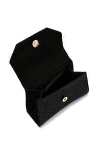 کیف زنانه کراس بادی مشکی مجلسی زنجیردار نگین‌دار دری مد