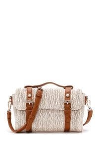 کیف زنانه کراس بادی کرم حصیری دوشی بلند دری مد