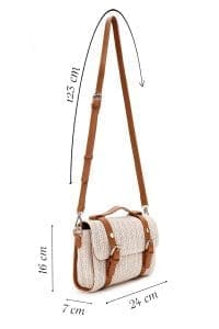 کیف زنانه کراس بادی کرم حصیری دوشی بلند دری مد