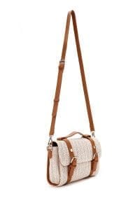 کیف زنانه کراس بادی کرم حصیری دوشی بلند دری مد